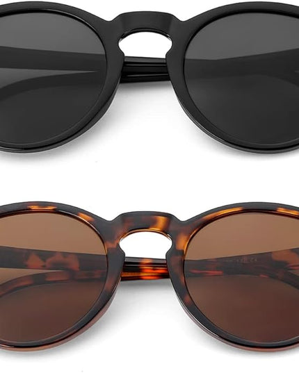 Gleyemor Vintage Polarized Sunglasses for Men Round Sunglasses UV400 Protection Retro Hand-crafted Acetate Frame