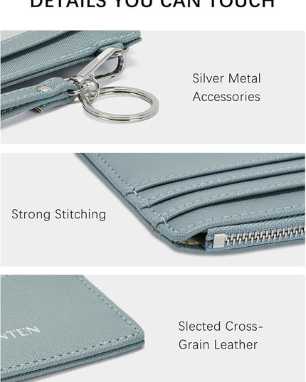BOSTANTEN Small Wallet For Women RFID Leather Credit Card Holder Slim Wristlet Keychain Wallet With Zipper Pocket