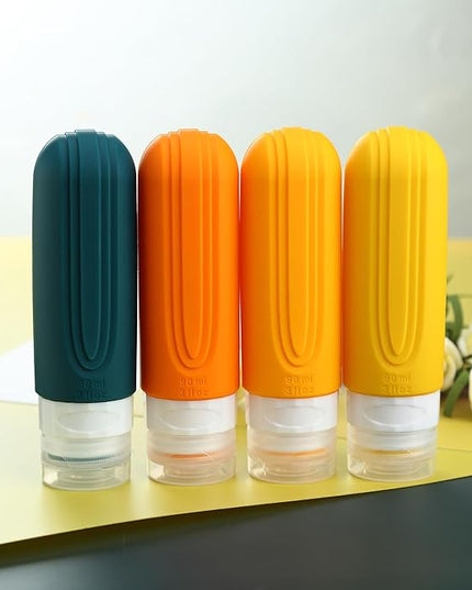 Travel Bottles for Toiletries, Tsa Approved 3oz Travel Size Containers BPA Free Leak Proof Refillable Liquid Silicone Squeezable Travel Accessories for Shampoo Conditioner Lotion (4 Pack)