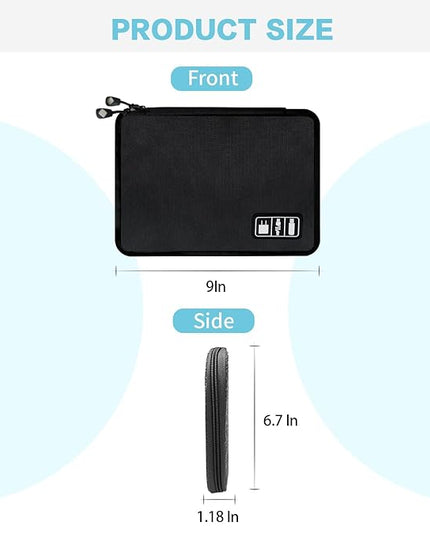 Electronics Travel Organizer,Portable Waterproof Electronic Travel Storage Bag for Small Charging Cord Storage,Charger,SD Card etc,for Travel,Business -Black Green