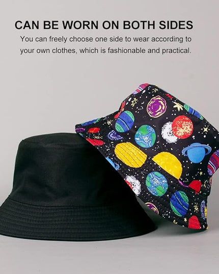 Malaxlx Unisex Bucket Hat Beach Sun Hat Aesthetic Fishing Hat for Men Women Teens, Reversible Double-Side-Wear