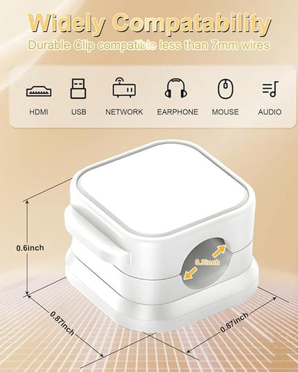 18 Pack Cord Organizer Holder, Magnetic Cable Clips Management, Easy Adhesive Phone Charging Cable Keeper, Hide Or Organize Desk Cable for Kitchen, Office, Car, Nightstand（White and Black）