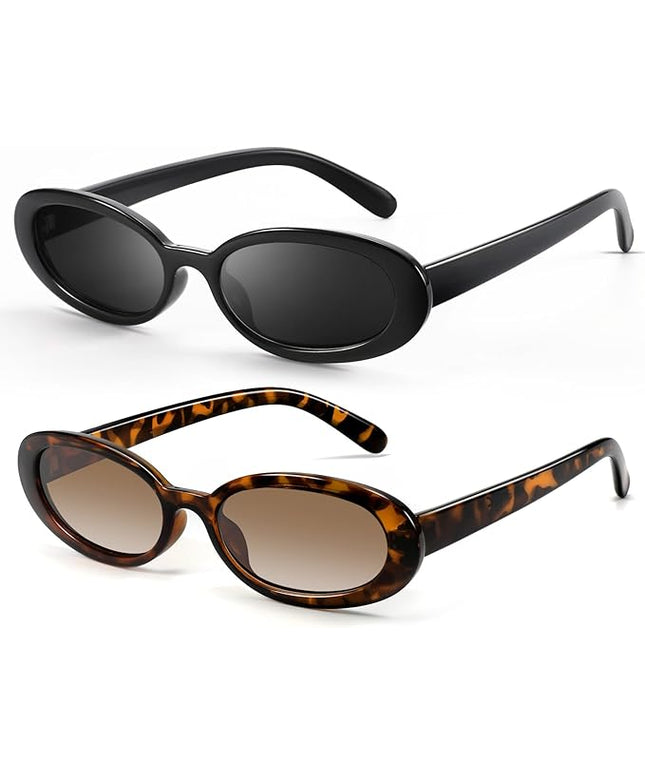 DANAMY Sunglasses Womens Retro Oval Sunglasses for Women Men Fashion Small Oval Sun Glasses 90s Vintage Driving Shades