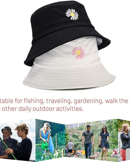 Cotton Bucket Hat for Women Men Summer Travel Sun Beach Bucket Cap, Unisex Outdoor Fisherman Hat