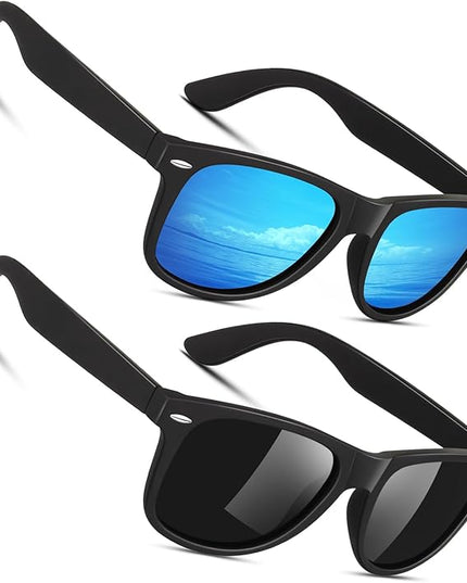 Sunier Polarized Sunglasses for Men and Women, Retro Square Matte Finish UV400 Protection Shades for Driving, Fishing