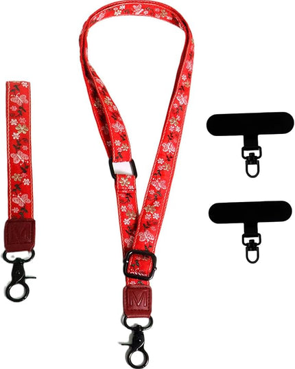 Adjustable Lanyard for Phone, Camera, Name Tags, ID card, Keychain and Wristlet Straps with 2 phone pads(Black)