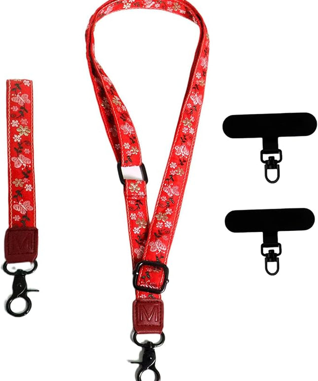 Adjustable Lanyard for Phone, Camera, Name Tags, ID card, Keychain and Wristlet Straps with 2 phone pads(Black)