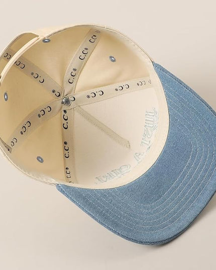 MIRMARU Two-Tone Vintage Canvas Trucker Hats for Men & Women, Adjustable Size Baseball Caps with Trendy Embroidered Design