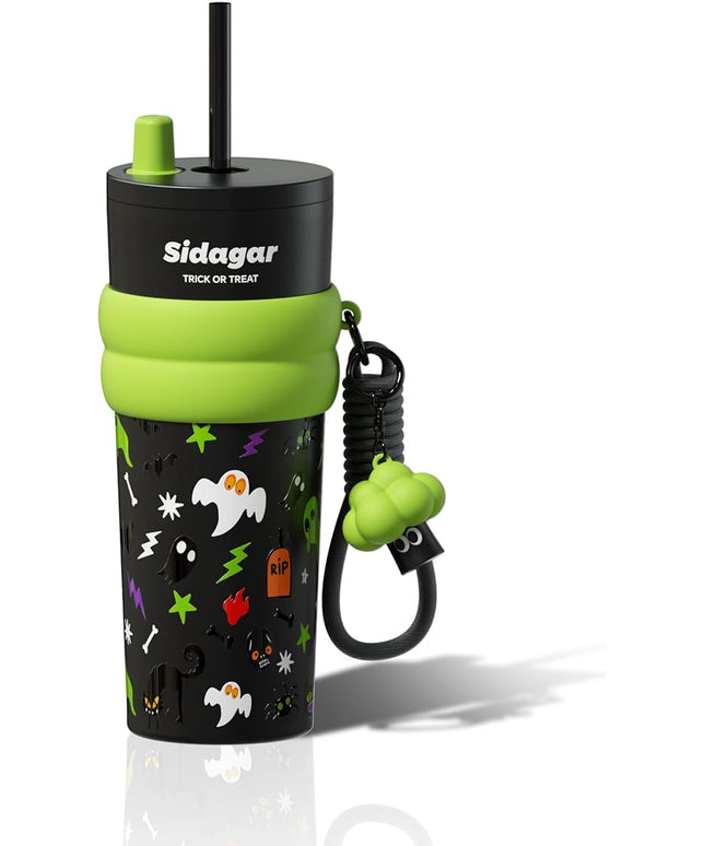 24 oz Tumbler with Lid and Straw, Insulated Coffee Mug Leak Proof, Portable Iced Travel Water Bottle, Reusable Thermal Coffee Cup, Gift for Women, Halloween