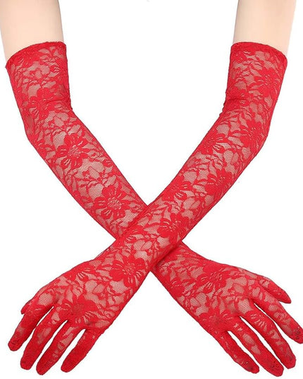 Campsis Floral Lace Gloves Long Lace Gloves