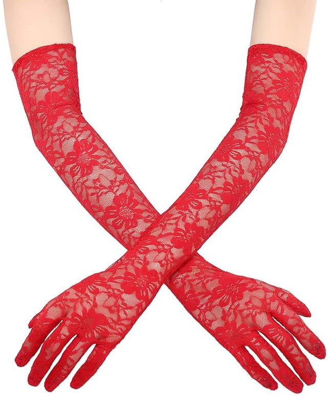 Campsis Floral Lace Gloves Long Lace Gloves