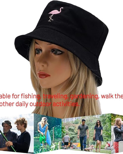 Cotton Bucket Hat for Women Men Summer Travel Sun Beach Bucket Cap, Unisex Outdoor Fisherman Hat