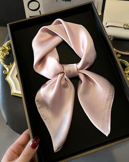 CHUNG Women's Square Satin Scarf 27.5" Bandanas Solid 50s Retro Neck Scarves Emulation Silk Handbag Hair Ribbons Necktie