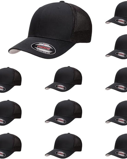Flexfit 6511 Fitted Mid-Profile Stretchable Mesh Panels Trucker Cap | Bulk Pack Available