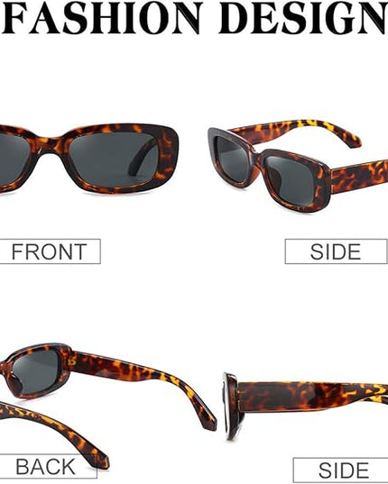 Dollger Rectangle Sunglasses for Women Men Trendy Retro Fashion Sunglasses UV 400 Protection Square Fram