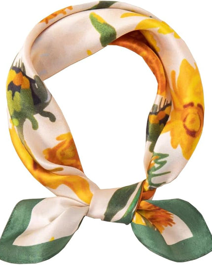 ANDANTINO 100% Real Mulberry Silk Scarf -21'' x 21''- Lightweight Neckerchief –Women Men Small Square Digital Printed Scarves