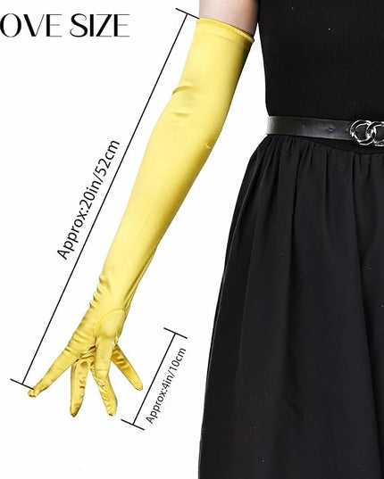 THARAHT Women Long Gloves with Satin Elbow Length for 1920s Opera Tea Party Costumes Bridal Evening Dress