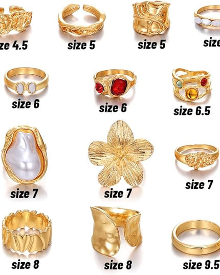KISS WIFE Goldenen Silvery Black Kunckle Rings Set for Women, Dainty Simple Trendy Cute Stackable Finger Rings Pack, Perfect for Stacking Layering on Thumb and Knuckle, Mixed Size, Jewelry Gift