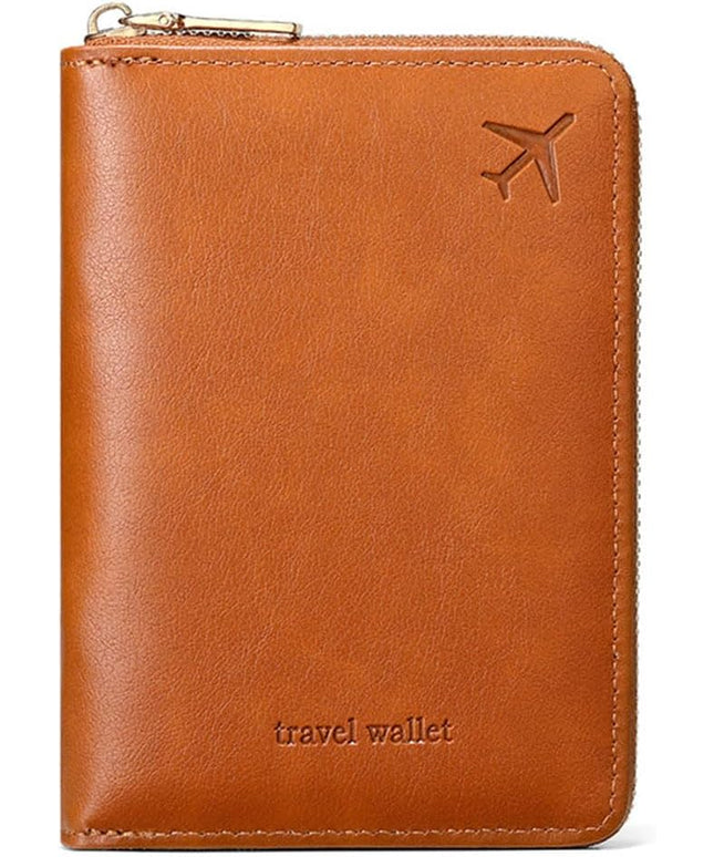 Passport Holder for Travel Women and Men RFID Passport Holder with Card Slots Holder Passport Case Passport cover Passport Wallet Travel Essentials and Accessories (Short Zipper, SZ-Brown)
