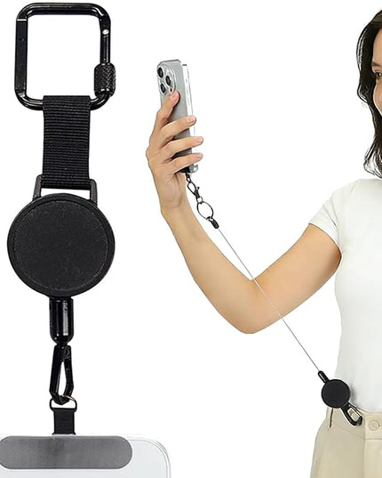Anti-Theft Cell Retractable Phone Lanyard, Outdoor Phone Strap with Retractable Steel Line for Phone Case ID Holder Keys Phone Accessories Travel Essential