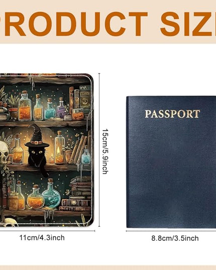 PU Leather Passport Holder Cover 5.9×4.3 Inch with Credit Card Slot and Boarding Pass Slot Combo Blocking Passport Holder Wallet Cover Case for Travel Boarding Essentials (Magical)