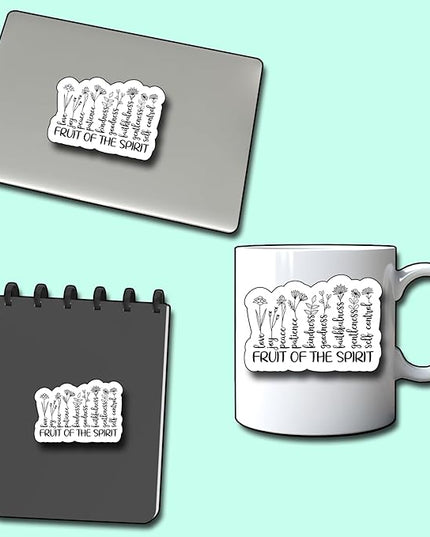 (3Pcs) Fruit of The Spirit Sticker, Christian Decorate Books Laptop Phone Water Bottles Kindles Stickers Tumbler Sticker Waterproof Vinyl Decorate Sticker 3" Inch