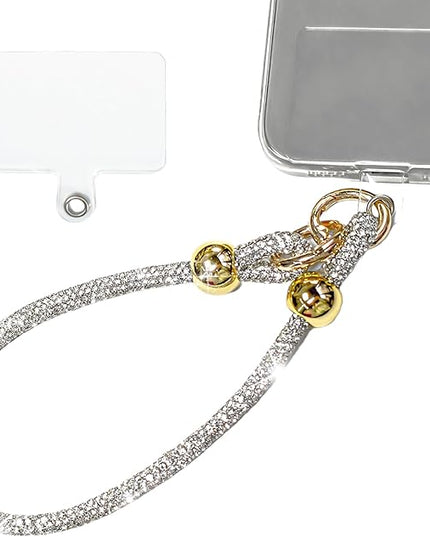 Glitter Phone Wrist Strap for Women Men - Sparkling Rhinestone Design Phone Bracelet Keychain, Anti-Lost Cellphone Lanyard for Mobile, Bag & Key Accessories (Z-Silver)