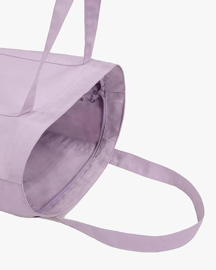Eco Right Canvas Tote Bag for Women with Zip & Inner Pocket, 100% Organic Cotton Tote Bags for Men, Shopping, Beach
