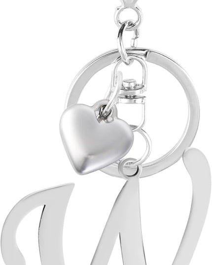 A-Z Heart Initial Letter Keychain, Stainless Steel Alphabet Charm for Handbags, Gift for Women and Girls