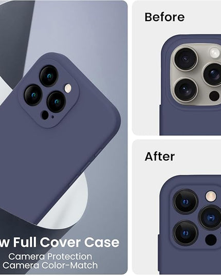 FireNova Designed for iPhone 16 Pro Case, Silicone Upgraded [Camera Protection] Phone Case with [2 Screen Protectors], Soft Anti-Scratch Microfiber Lining Inside, 2024, Navy Blue