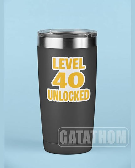 (3Pcs) Funny 40th Birthday Stickers – Level 40 Unlocked - Cheers to 40 Years Sticker Waterproof Vinyl Decals for Forty Birthday Gifts, Water Bottles, Scrapbooks, Journals, 3 x 2.8 inch