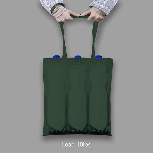 TOPDesign 24-Pack Economical 16"x15" Green Black Cotton Tote Bag, Lightweight Medium Reusable Grocery Shopping Cloth Bags, Suitable for DIY, Advertising, Promotion, Gift, Activity