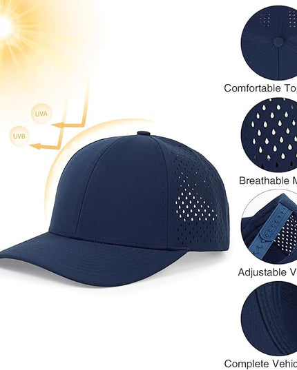 kozinu Quick Dry Baseball Cap Curved Brim Snapback Hat Laser Cut Mesh Ball Cap Golf Ball Cap for Men Women