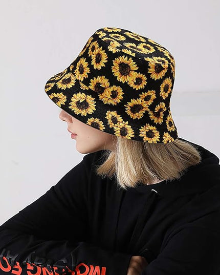 XYIYI Cute Bucket Hat Beach Fisherman Hats for Women, Reversible Double-Side-Wear