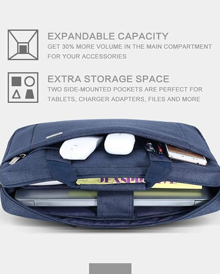 Voova Laptop Bag Case 17 17.3 Inch Computer Sleeve Messenger Bag with Shoulder Strap Expandable Waterproof Large Capacity Business Briefcase for Work Travel Fit 17-18” Laptop, Men Women, Blue