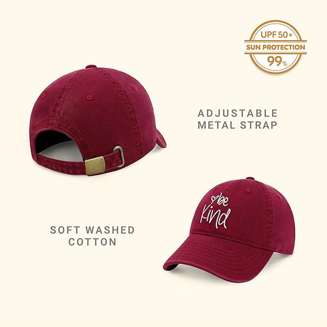 CHOK.LIDS Be Kind Trendy Womens Baseball Cap Unisex Fashion Cotton Polo Style Fun Inspirational Saying Seasonal Headwear
