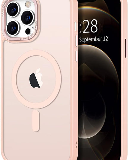 Hython Case for iPhone 12 Pro Case Magnetic Translucent Matte Phone Cases 6.1" [Compatible with MagSafe] Thin Slim Fit Shockproof Bumper Hard Protective Cover for Women Men Girls, Frosted Pink
