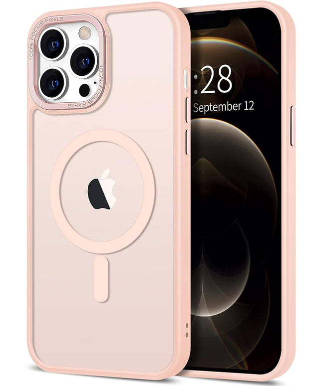 Hython Case for iPhone 12 Pro Case Magnetic Translucent Matte Phone Cases 6.1" [Compatible with MagSafe] Thin Slim Fit Shockproof Bumper Hard Protective Cover for Women Men Girls, Frosted Pink