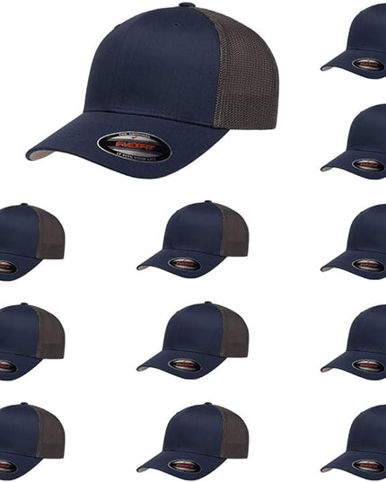 Flexfit 6511 Fitted Mid-Profile Stretchable Mesh Panels Trucker Cap | Bulk Pack Available