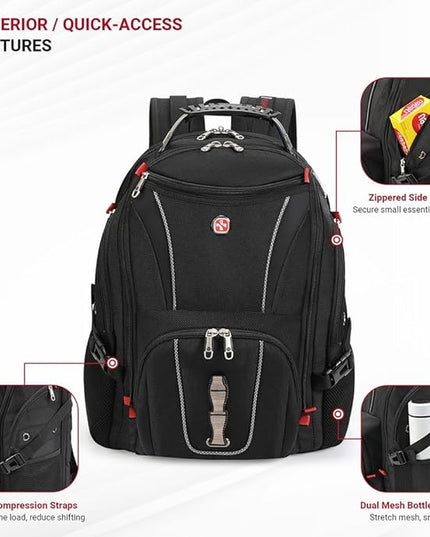 star cloud 17 Inch Travel Laptop Backpack,Business Tech Backpack with USB & Type-C Charging Port,180°TSA Friendly Travel College Work Backpack with Multiple Organizer Pockets for Men