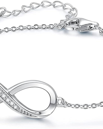 CDE Valentine's Day Gift Infinity Heart Birthstone Charm Link Bracelet for Women 925 Sterling Silver Adjustable Mother's Day Christmas Day Gift Anniversary Birthday Jewelry for Wife Girlfriend Her