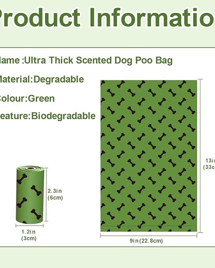 Green Dog Poo Bags Lavender scent -120 Large Biodegradable Poop Bags, Extra Thicken Strong Corn Starch Blended Compostable Leak Proof Poop Waste Bag for Dogs