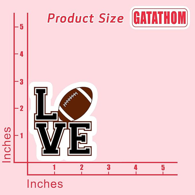 (3PCS) Love Football Sticker Decals Football Accessories Football Love, Waterproof Vinyl Decal for Laptop Tumbler Scrapbook Water Bottle Phone Case, Gift for Dad Mom Girls Football Player, 3" x 2.6 "