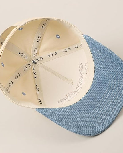 MIRMARU Two-Tone Vintage Canvas Trucker Hats for Men & Women, Adjustable Size Baseball Caps with Trendy Embroidered Design