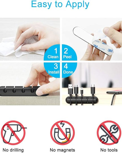 Cable Clips, INCHOR Cable Organizer Cord Holder for Desk, Charging Cable Holder Cord Clips, Nightstand Cord Organizer Cable Management Wire Clip (7, 5, 3 Slots)