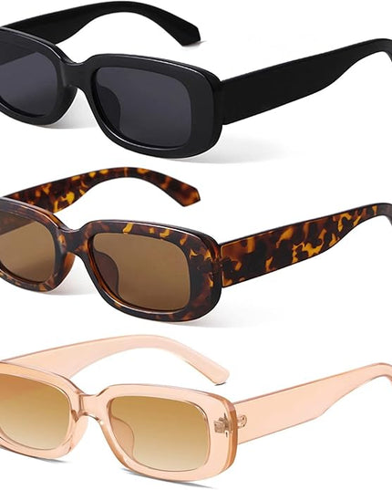 KUGUAOK Retro Rectangle Sunglasses Women and Men Vintage Small Square Sun Glasses UV Protection Glasse