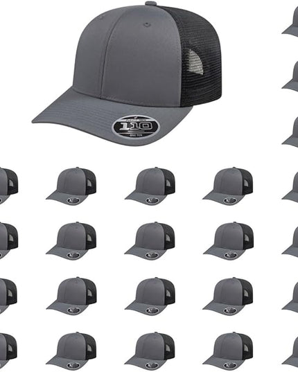 Cap America i8502 Flexfit 110 Premium Mid Profile 6-Panel Mesh Back Trucker Cap Hat w/UV Guard & Adjustable Snapback