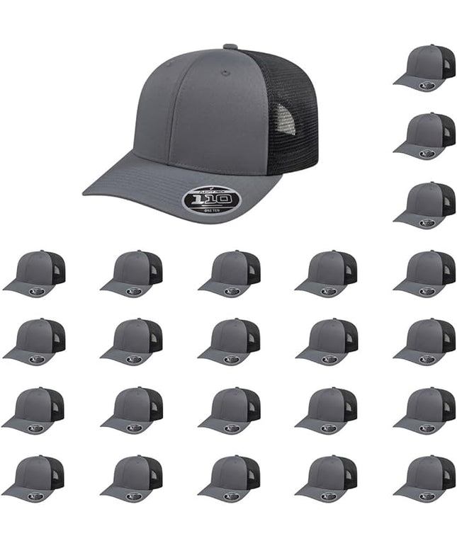 Cap America i8502 Flexfit 110 Premium Mid Profile 6-Panel Mesh Back Trucker Cap Hat w/UV Guard & Adjustable Snapback
