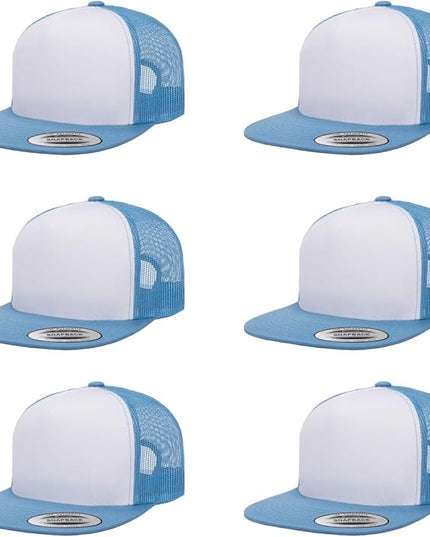 Yupoong 5-Panel YP Classic Trucker Cap | High Profile Flat Visor Snapback | OSFM | Bulk Packs Available