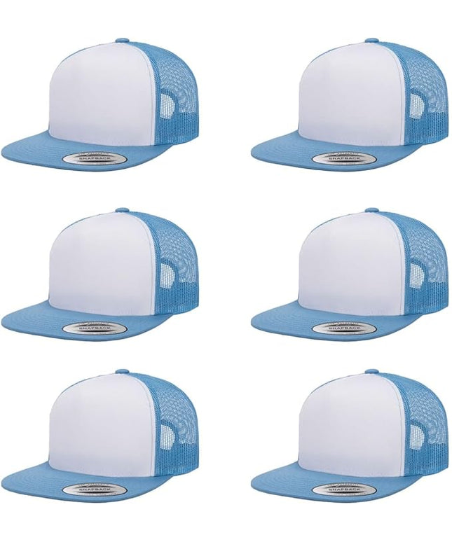 Yupoong 5-Panel YP Classic Trucker Cap | High Profile Flat Visor Snapback | OSFM | Bulk Packs Available
